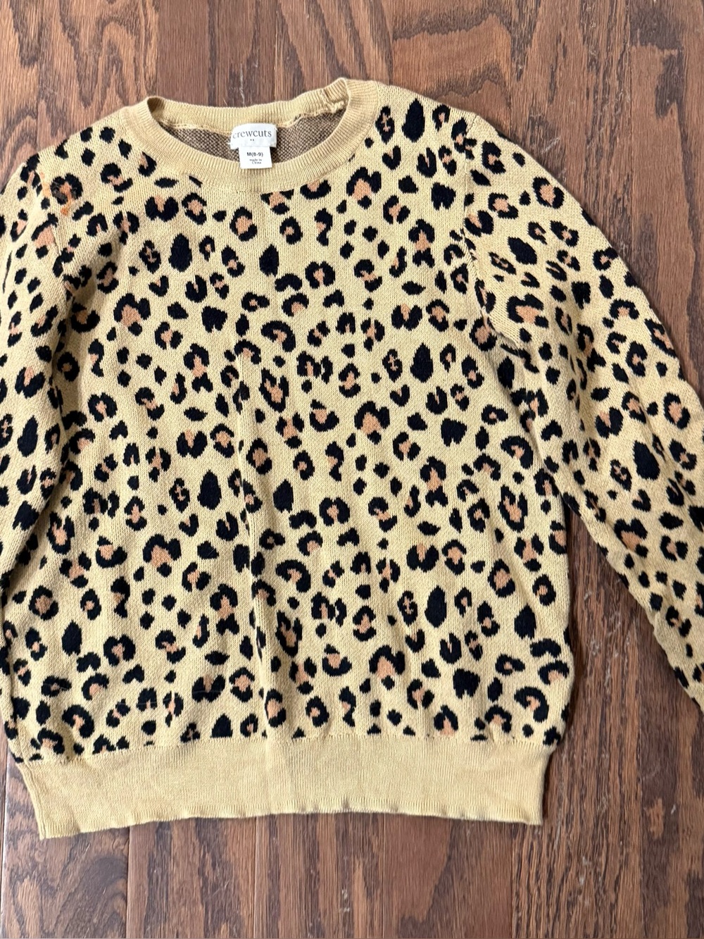 Crewcuts J. Crew Girls Leopard Print Crewneck Knit Sweater - Size M (8-9)